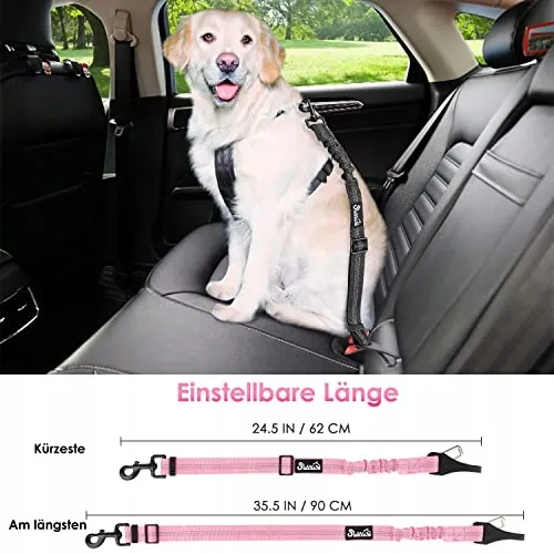 EYEIN Hondenveiligheidsgordel 3-in-1 Elastisch Nylon 90cm Roze — foto 7