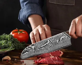 WAKOLI Nitoko Santokumes 18cm Damast 67 Lagen G10 Handvat — miniatuur 2