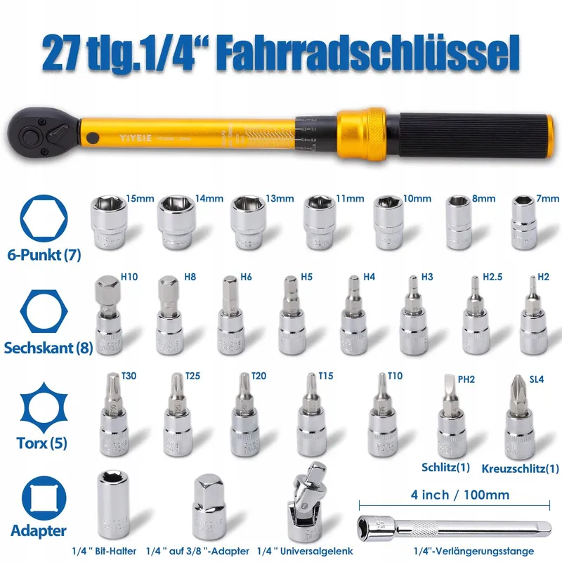 YIYEIE Momentsleutelset Fiets Motor 1-25Nm 72 Tanden — foto 2