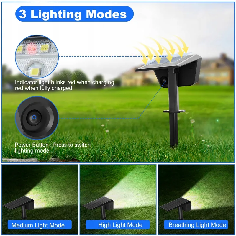 FIFLYING Solarlampen LED IP67 Tuin 7000K Koud Wit — foto 3