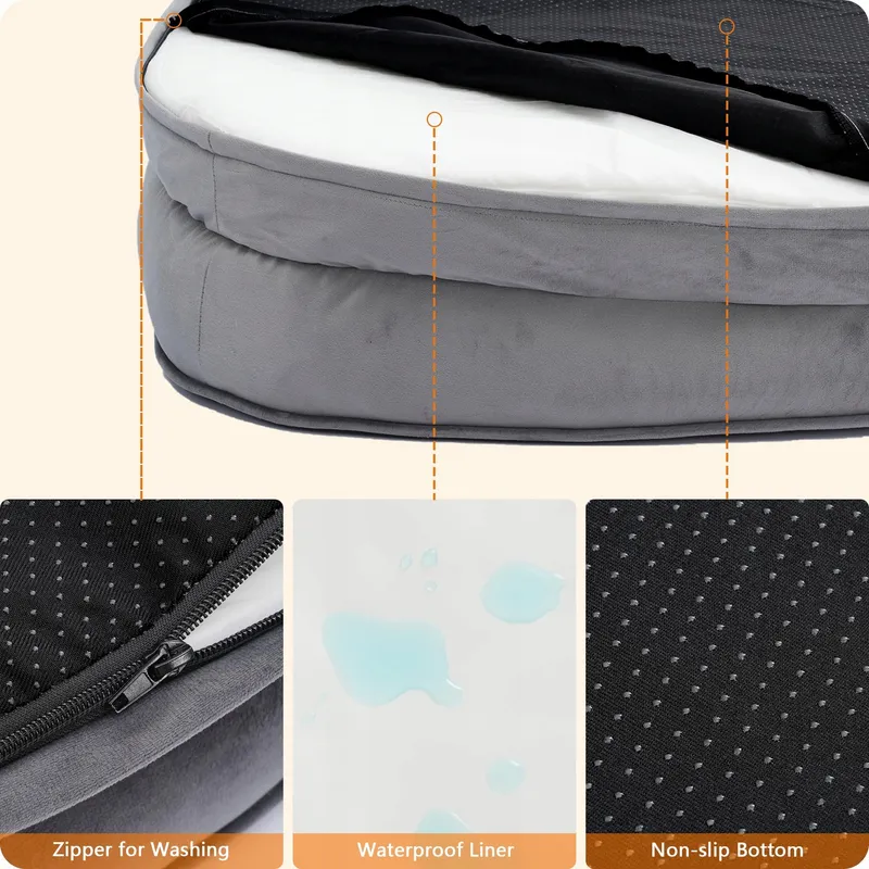 HMTOPE Orthopedisch Hondenbed Sofa Groot Afneembaar Lichtgrijs β foto 6