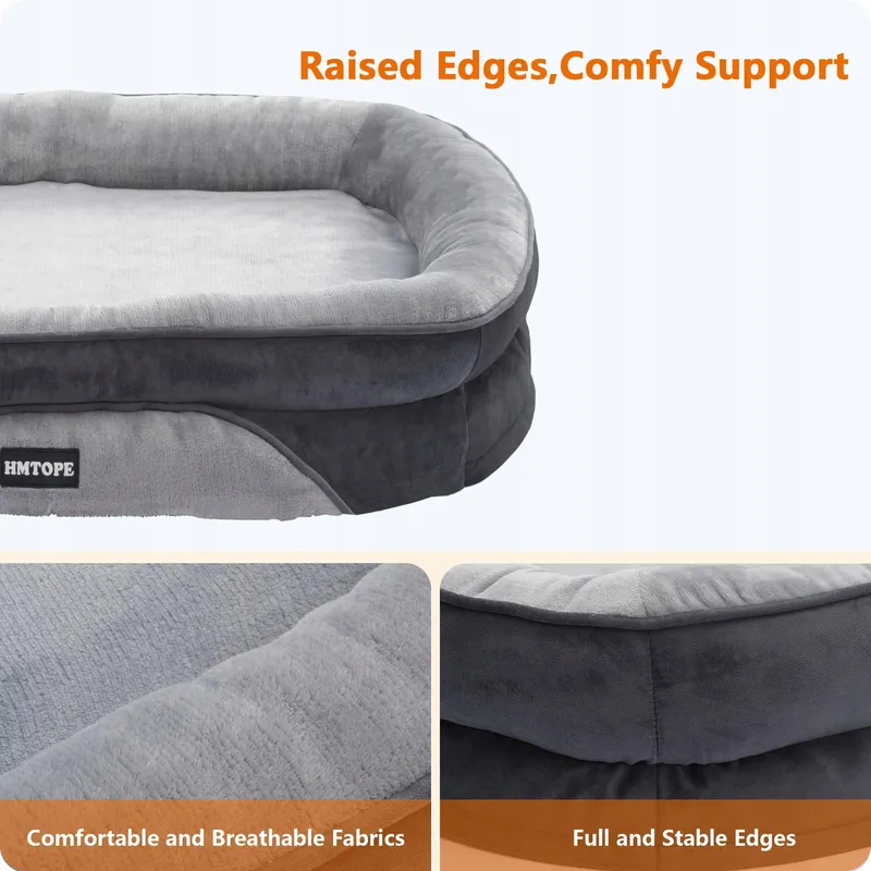 HMTOPE Orthopedisch Hondenbed Sofa Groot Afneembaar Lichtgrijs β foto 5