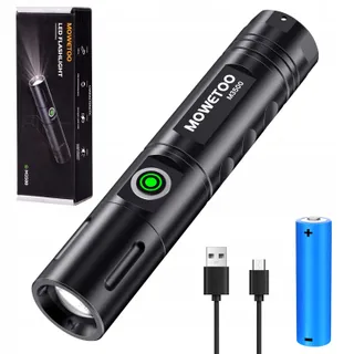 MOWETOO LED Zaklamp 3500 Lumen Zoom Oplaadbaar 3 Modi