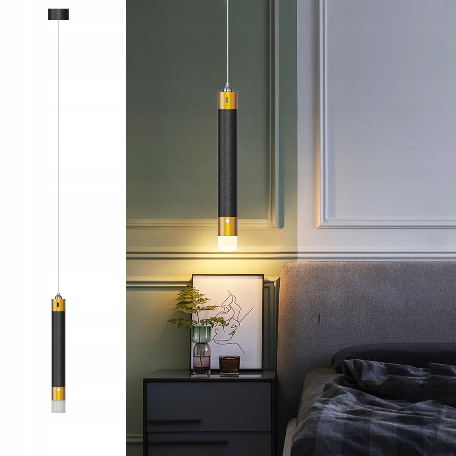 ACMHNC LED Hanglamp Zwart Accu 4500mAh Dimbaar 33cm