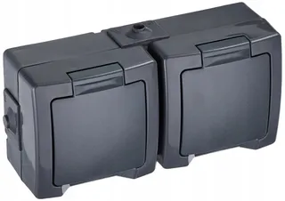 KOPP Nautic Dubbel Stopcontact met Klepdeksel IP44 16A 250V Antraciet