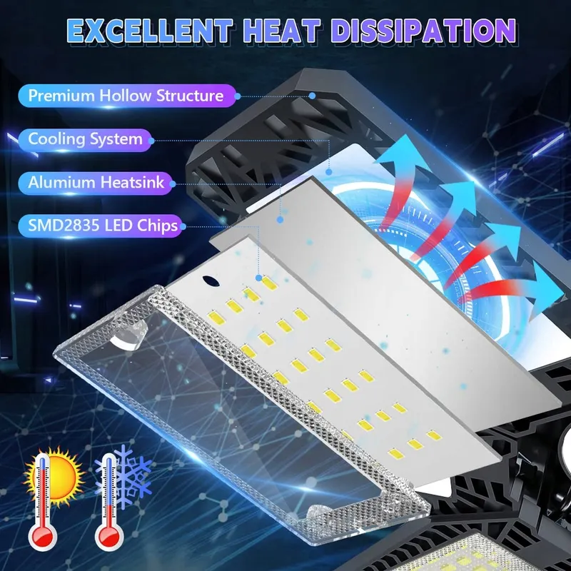 YIQIBRO LED Lamp 200W 20000LM 7000K Garage Werkplaats Kelder — foto 5