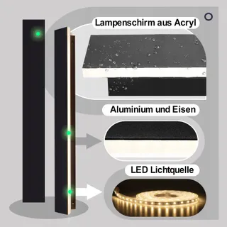 Lange Zwarte LED Wandlamp IP65 Aluminium Voor Tuin Terras 125cm — miniatuur 7
