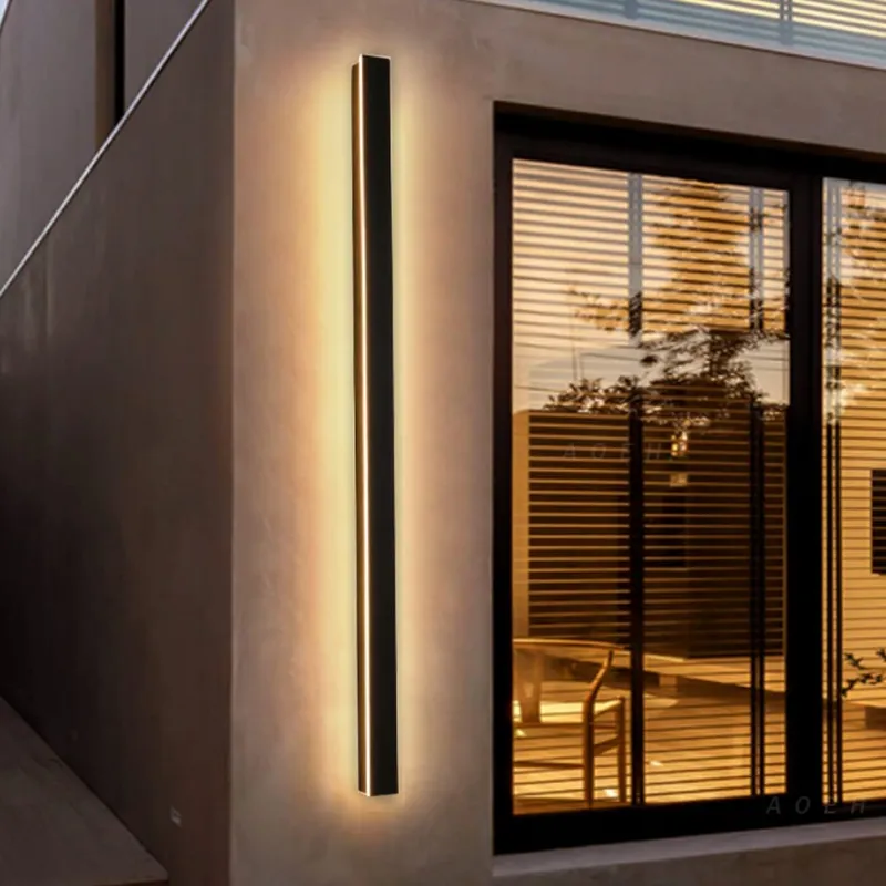 Lange Zwarte LED Wandlamp IP65 Aluminium Voor Tuin Terras 125cm — foto 1