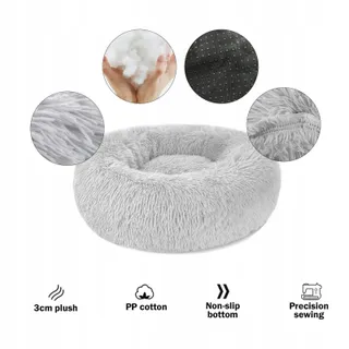 Ronde Poef Hondenmand Kattenmand Pluche S-40cm Lichtgrijs — miniatuur 2