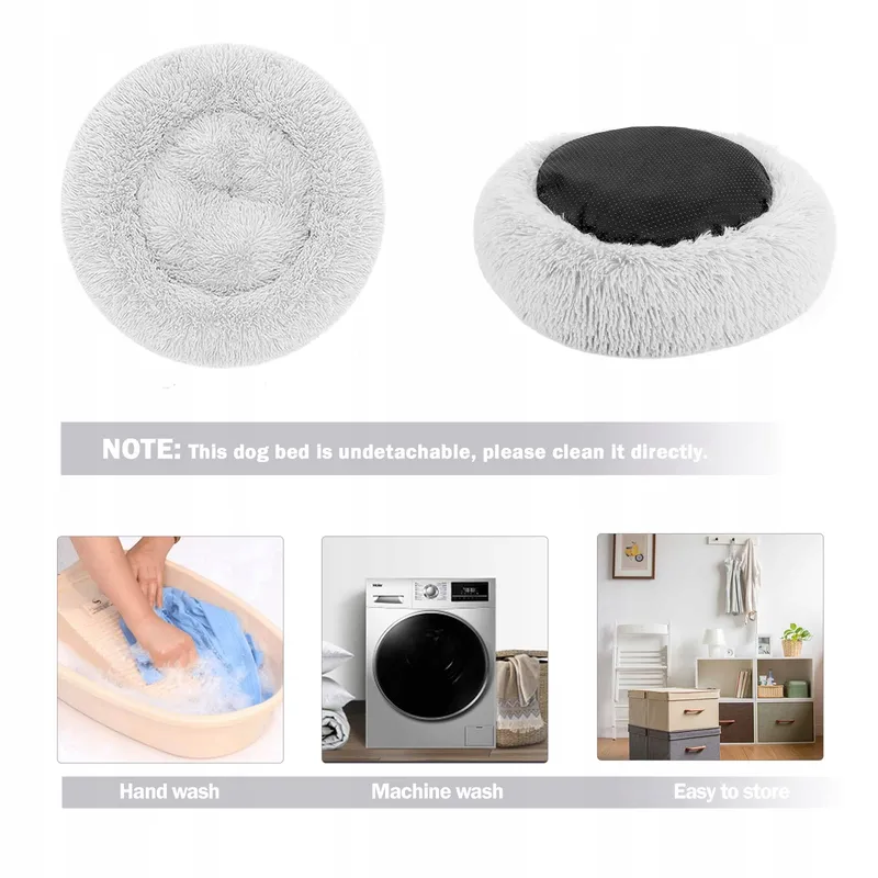 Ronde Poef Hondenmand Kattenmand Pluche S-40cm Lichtgrijs — foto 6