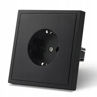 MVAVA Schuko Stopcontact EU 80x80mm Inbouw Eenvoudig Zwart — miniatuur 1