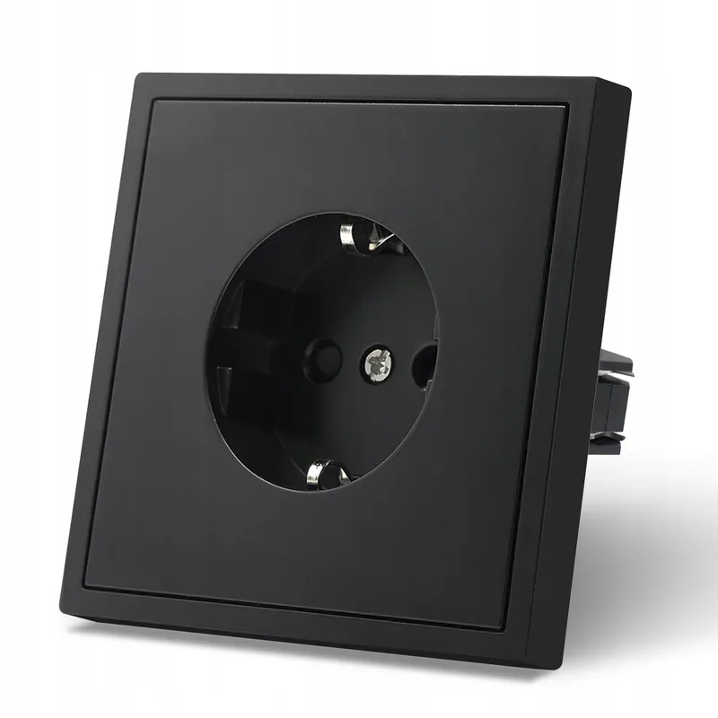 MVAVA Schuko Stopcontact EU 80x80mm Inbouw Eenvoudig Zwart — foto 1