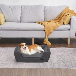 HMTOPE Hondensofa Afneembaar Wasbaar Donkergrijs 90x75x25cm