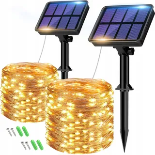 BTFARM Solar Lichtketting 2x8M 80 LED IP65 Balkon Tuin Warmwit