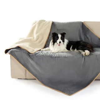 LESURE Waterdichte Hondendeken Groot 152x127cm Sherpa Fleece Grijs