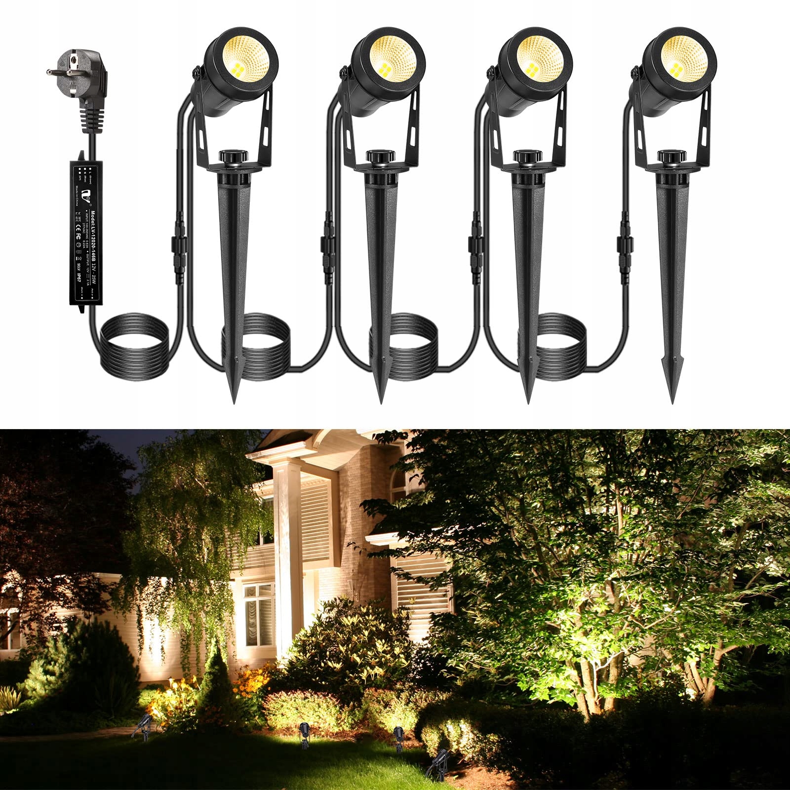 ECOWHO Tuinverlichting LED 12V 3W IP65 4 Stuks