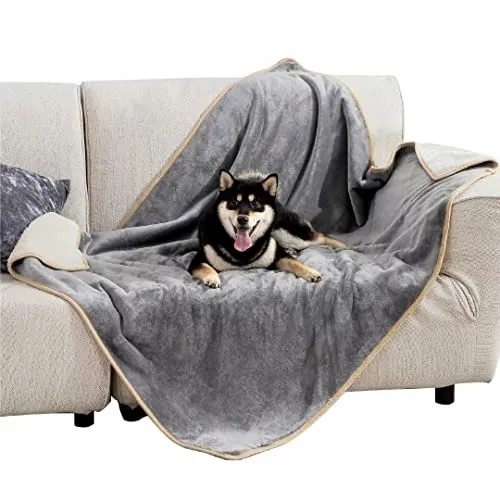 LESURE Waterdichte Hondendeken Groot 100x120cm Fleece Grijs — foto 1