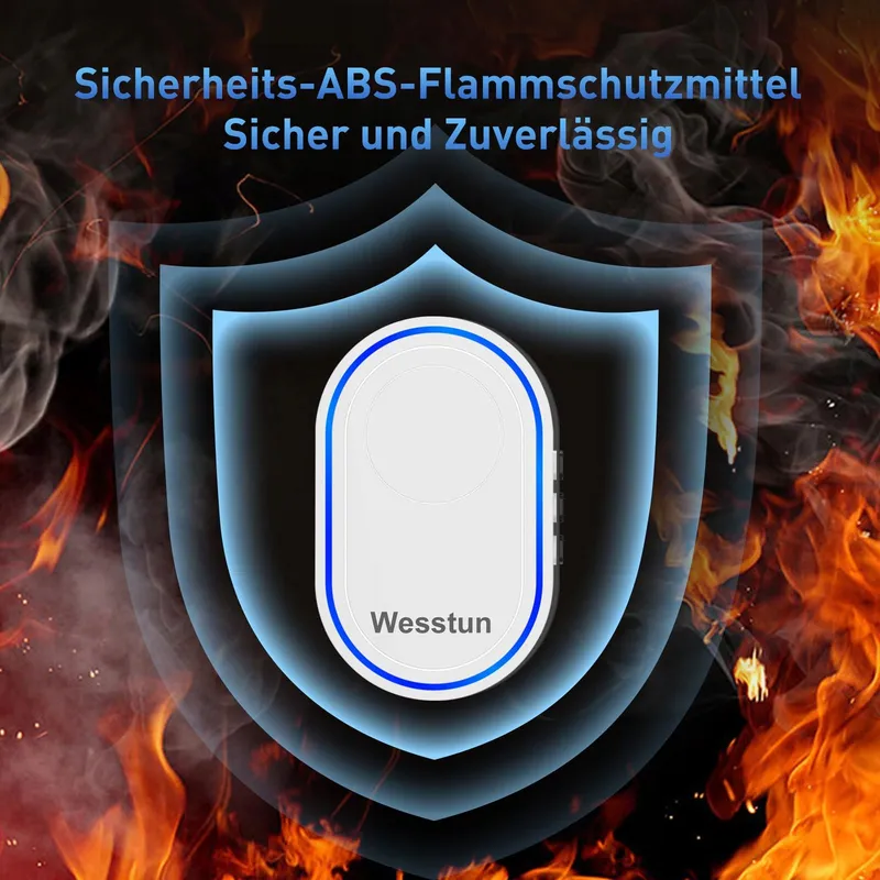 WESSTUN Draadloze Deurbel 39 Melodieen IP67 Waterdicht Wit — foto 6