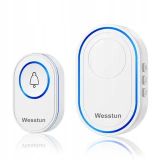 WESSTUN Draadloze Deurbel 39 Melodieen IP67 Waterdicht Wit — miniatuur 1
