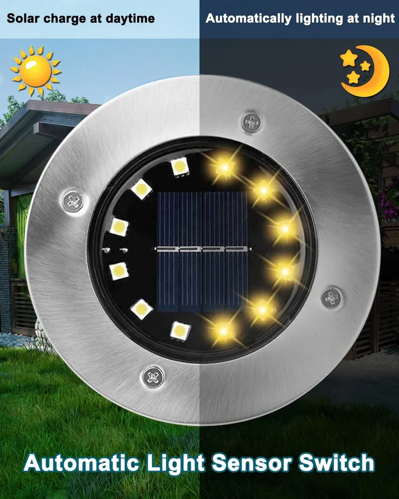 BOWFAR Solar Tuinlampen 12 LED Warmwit Waterdicht — foto 3