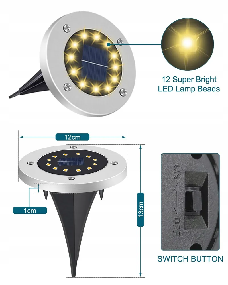 BOWFAR Solar Tuinlampen 12 LED Warmwit Waterdicht — foto 7