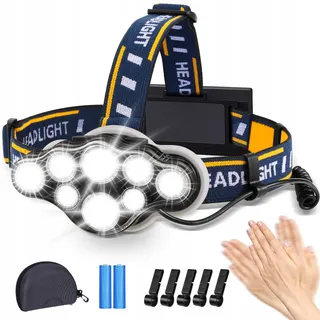 Hyted Superheldere Hoofdlamp 18000 Lumen 8 LED USB Waterdicht