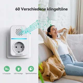 TECKNET Draadloze Deurbel USB IP65 400m 60 Beltonen LED — miniatuur 7