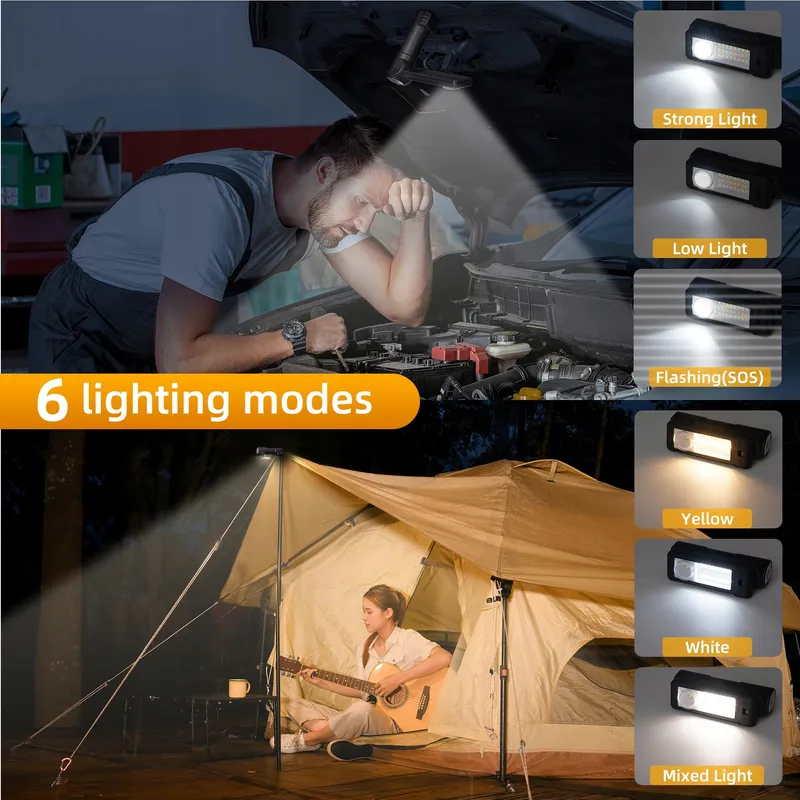LED Werklamp 2 Stuks Magnetische Voet Werkplaats Camping — foto 2