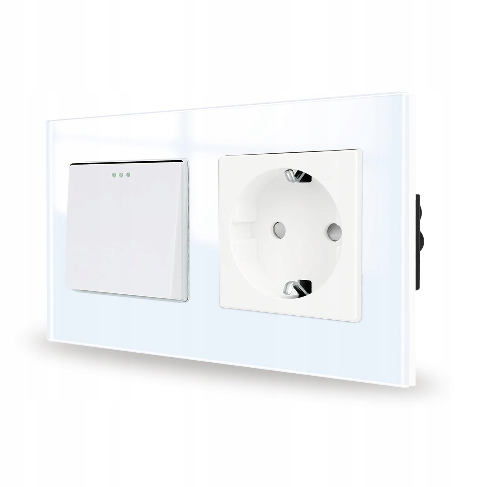JIMEIDA Lichtschakelaar Met Stopcontact Wit Glas 1-weg 10A 250V