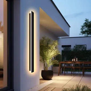 LED Wandlamp Buiten/Binnen Zwart IP67 150x5cm 48W Warm Licht
