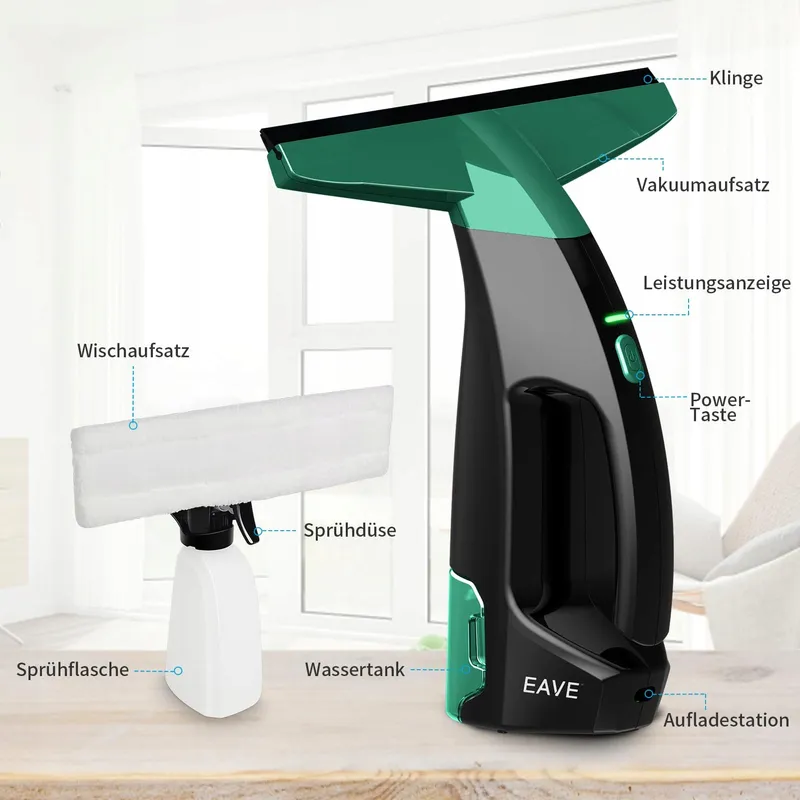 EAVE Raamzuiger 200ml Krachtig Accu Set Groen — foto 3
