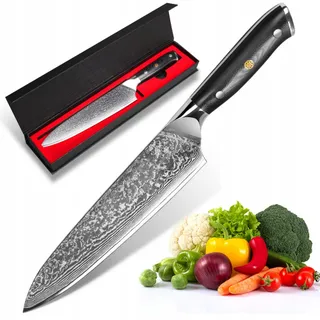 HOME SAFETY Damast Koksmes 20cm 67 Lagen Damaststaal G10 Handvat — miniatuur 1