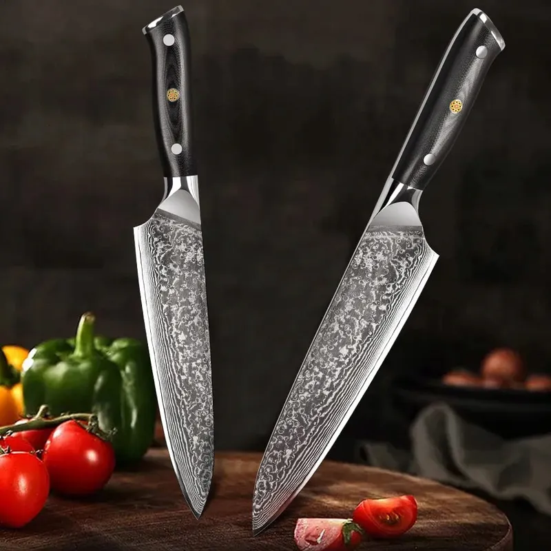 HOME SAFETY Damast Koksmes 20cm 67 Lagen Damaststaal G10 Handvat — foto 8