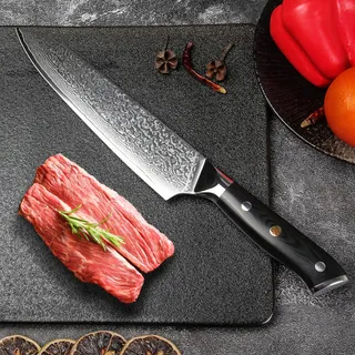 HOME SAFETY Damast Koksmes 20cm 67 Lagen Damaststaal G10 Handvat — miniatuur 7