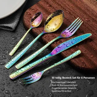 OPOLIA Bestekset 30-delig 6 Personen Regenboog Roestvrij Staal — miniatuur 3