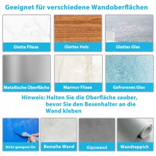 HOMEASY Bezemhouder 4 Stuks Zelfklevend Roestvrij Staal — miniatuur 7