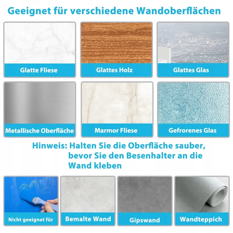 HOMEASY Bezemhouder 4 Stuks Zelfklevend Roestvrij Staal — foto 7