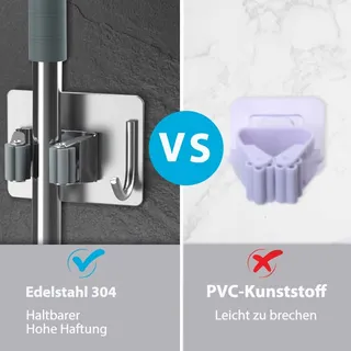 HOMEASY Bezemhouder 4 Stuks Zelfklevend Roestvrij Staal — miniatuur 2