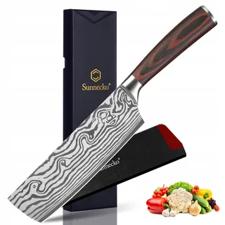 SUNNECKO Hakmes 18cm Roestvrij Staal Pakkaholz Handvat — miniatuur 1