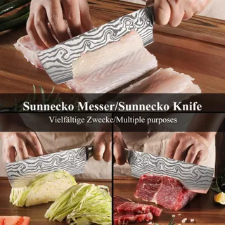 SUNNECKO Hakmes 18cm Roestvrij Staal Pakkaholz Handvat — miniatuur 6