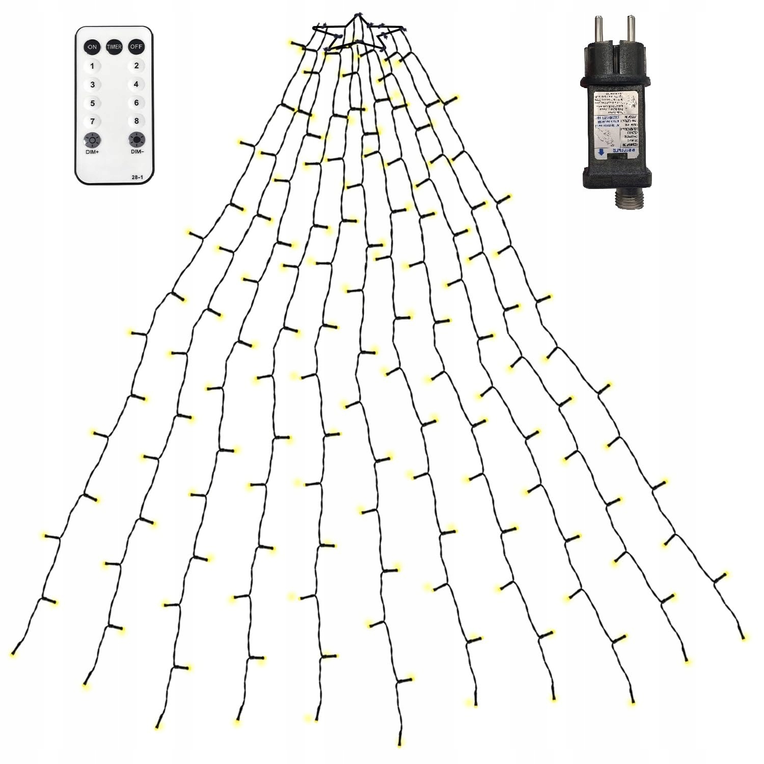 NLNEY Kerstboomverlichting 2M 400 LED 8 Modi Sterrenring