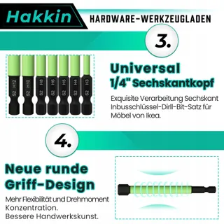 HAKKIN 10 Lange Hex Bits 100mm 1/4 Inch S2 Magnetisch — miniatuur 5