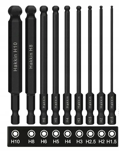 HAKKIN 10 Lange Hex Bits 100mm 1/4 Inch S2 Magnetisch — foto 8