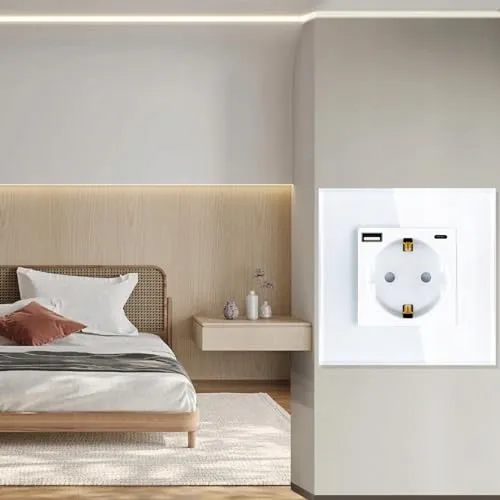TAWOIA Schuko Stopcontact USB C Snelladen Wit 86x86mm — foto 9
