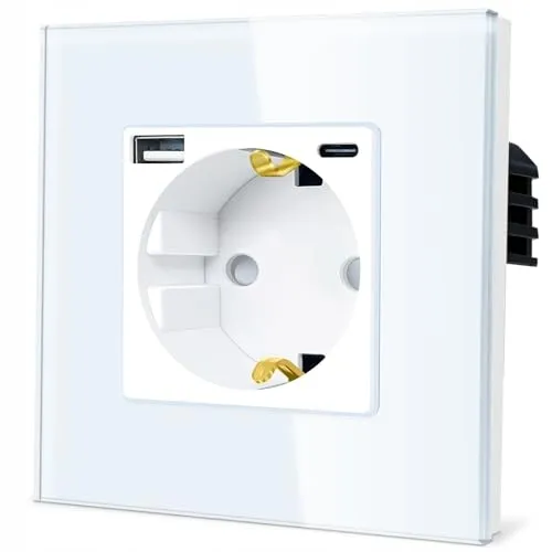 TAWOIA Schuko Stopcontact USB C Snelladen Wit 86x86mm — foto 2