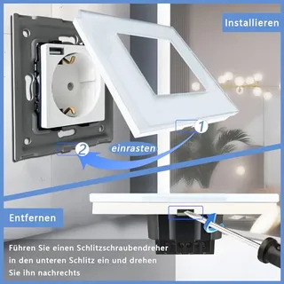TAWOIA Schuko Stopcontact USB C Snelladen Wit 86x86mm — miniatuur 8