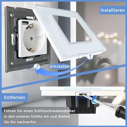 TAWOIA Schuko Stopcontact USB C Snelladen Wit 86x86mm — foto 8