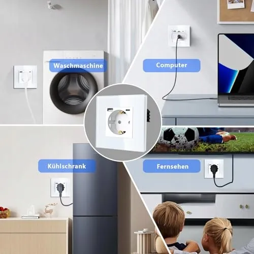 TAWOIA Schuko Stopcontact USB C Snelladen Wit 86x86mm — foto 6