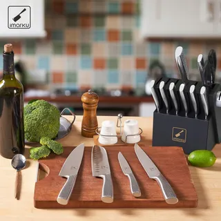 IMARKU Keukenmesblok 14-delig Japans Houten Blok — miniatuur 6