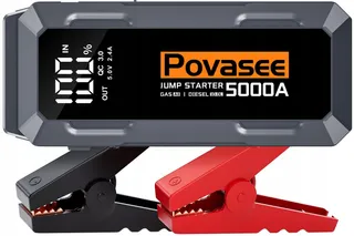 POVASEE Jumpstarter 5000A 12V Benzine Diesel LCD LED